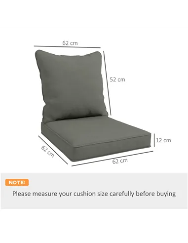 Outsunny Seat and Back Padded Cushion Set, CUSHION ONLY - Charcoal Grey