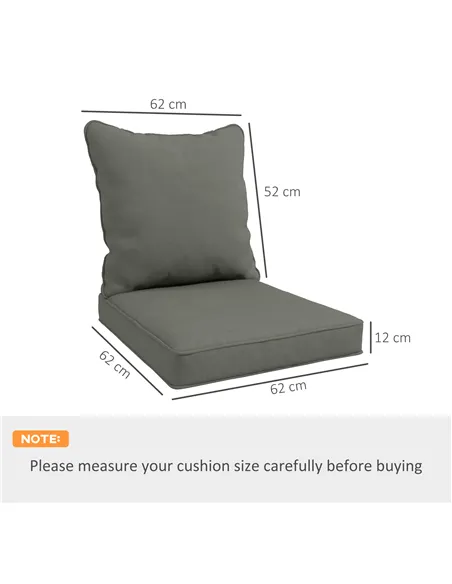Outsunny Seat and Back Padded Cushion Set, CUSHION ONLY - Charcoal Grey