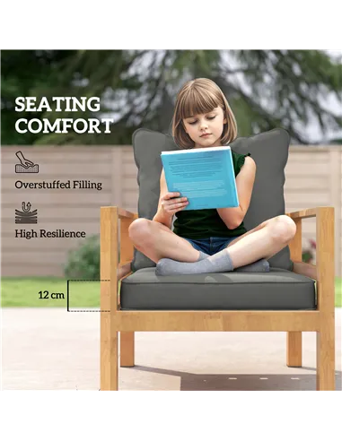 Outsunny Seat and Back Padded Cushion Set, CUSHION ONLY - Charcoal Grey