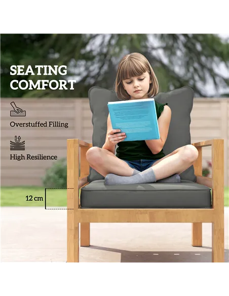 Outsunny Seat and Back Padded Cushion Set, CUSHION ONLY - Charcoal Grey