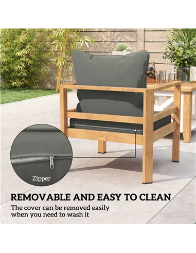 Outsunny Seat and Back Padded Cushion Set, CUSHION ONLY - Charcoal Grey