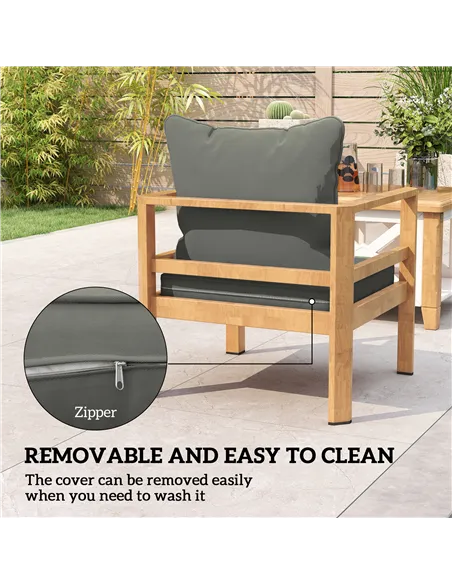 Outsunny Seat and Back Padded Cushion Set, CUSHION ONLY - Charcoal Grey