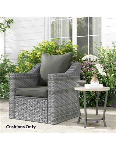 Outsunny Seat and Back Padded Cushion Set, CUSHION ONLY - Charcoal Grey
