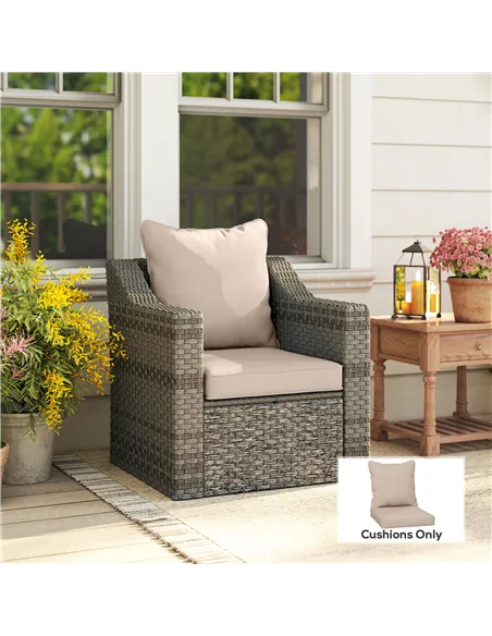 Outsunny Seat and Back Padded Cushion Set, CUSHION ONLY - Beige