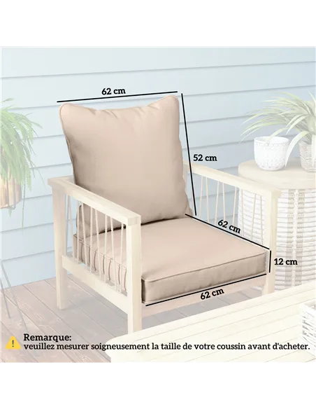 Outsunny Seat and Back Padded Cushion Set, CUSHION ONLY - Beige