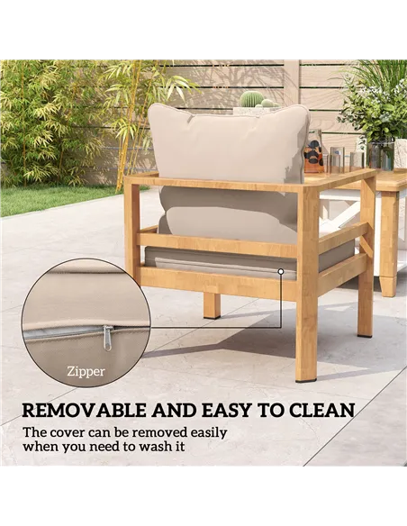 Outsunny Seat and Back Padded Cushion Set, CUSHION ONLY - Beige