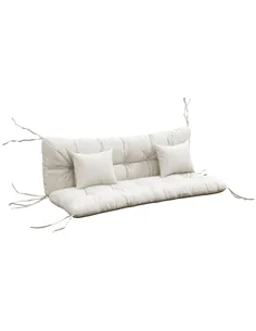 Outsunny Back and Seat Cushion Replacement with 2 Pillows, Patio Chair Cushions Set with Ties, White