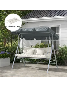 Outsunny Back and Seat Cushion Replacement with 2 Pillows, Patio Chair Cushions Set with Ties, White 2
