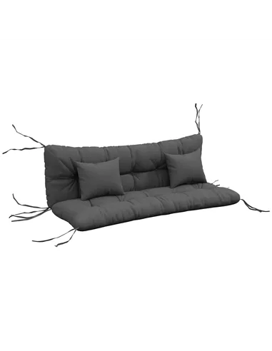 Outsunny Back and Seat Cushion Replacement with 2 Pillows, Patio Chair Cushions Set with Ties, Charcoal Grey