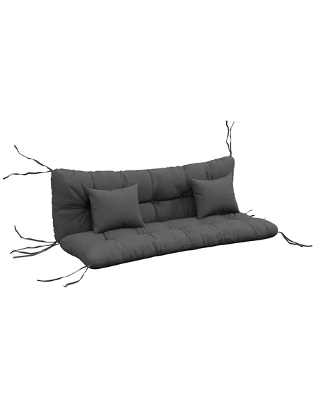 Outsunny Back and Seat Cushion Replacement with 2 Pillows, Patio Chair Cushions Set with Ties, Charcoal Grey