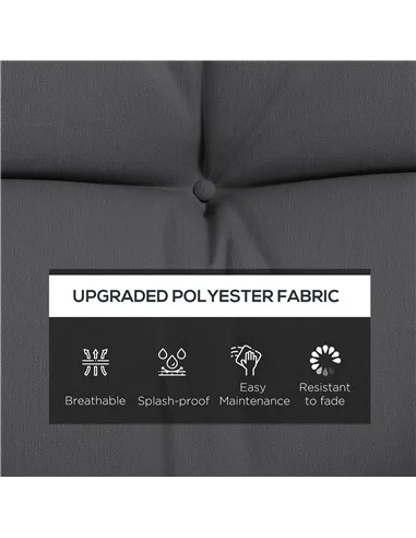 Outsunny Back and Seat Cushion Replacement with 2 Pillows, Patio Chair Cushions Set with Ties, Charcoal Grey