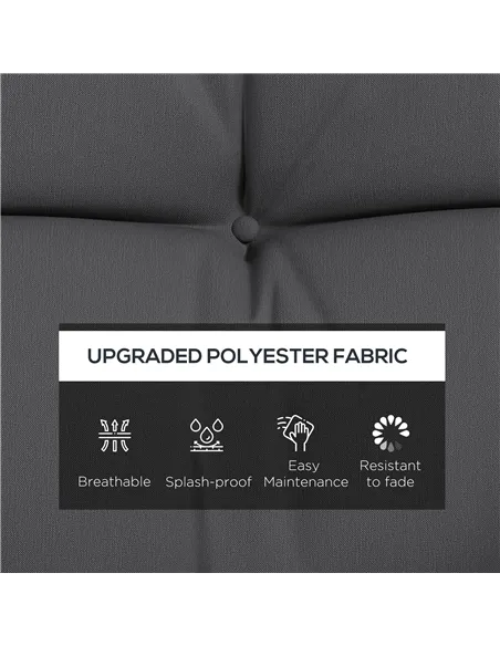 Outsunny Back and Seat Cushion Replacement with 2 Pillows, Patio Chair Cushions Set with Ties, Charcoal Grey