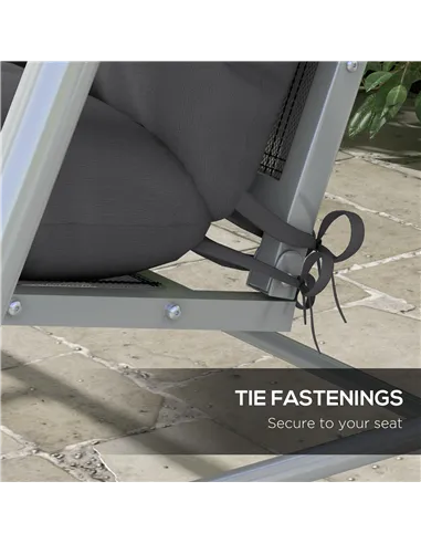 Outsunny Back and Seat Cushion Replacement with 2 Pillows, Patio Chair Cushions Set with Ties, Charcoal Grey