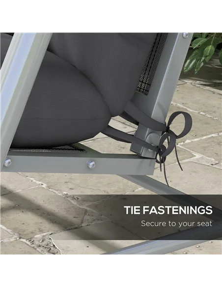 Outsunny Back and Seat Cushion Replacement with 2 Pillows, Patio Chair Cushions Set with Ties, Charcoal Grey