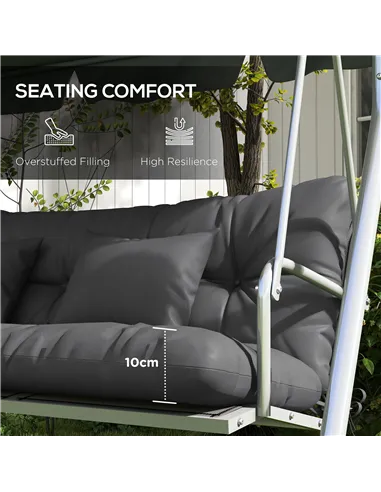 Outsunny Back and Seat Cushion Replacement with 2 Pillows, Patio Chair Cushions Set with Ties, Charcoal Grey