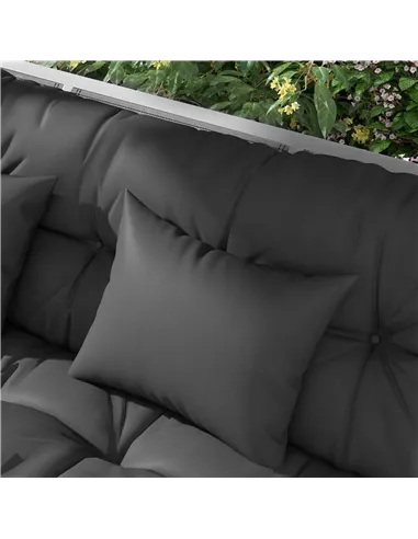 Outsunny Back and Seat Cushion Replacement with 2 Pillows, Patio Chair Cushions Set with Ties, Charcoal Grey