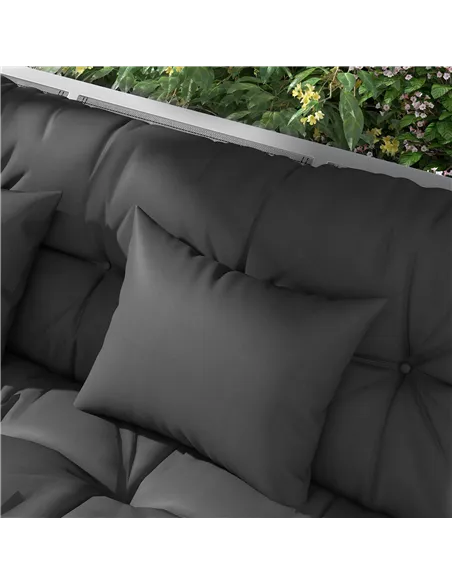 Outsunny Back and Seat Cushion Replacement with 2 Pillows, Patio Chair Cushions Set with Ties, Charcoal Grey