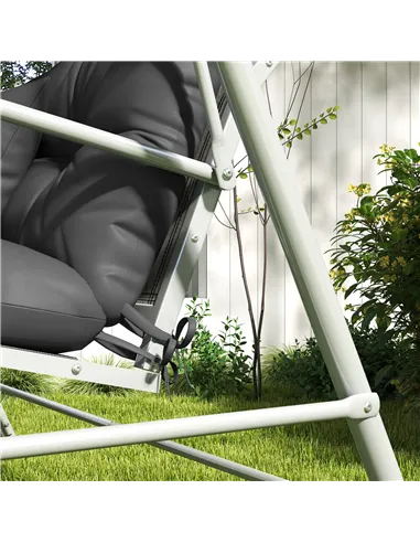 Outsunny Back and Seat Cushion Replacement with 2 Pillows, Patio Chair Cushions Set with Ties, Charcoal Grey