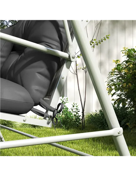 Outsunny Back and Seat Cushion Replacement with 2 Pillows, Patio Chair Cushions Set with Ties, Charcoal Grey