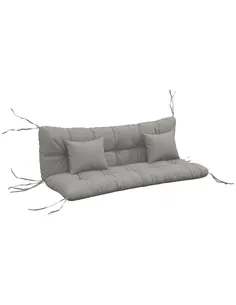 Outsunny Back and Seat Cushion Replacement with 2 Pillows, Patio Chair Cushions Set with Ties, Light Grey