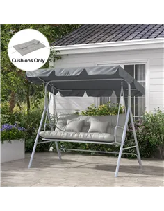 Outsunny Back and Seat Cushion Replacement with 2 Pillows, Patio Chair Cushions Set with Ties, Light Grey 2