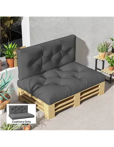 Outsunny Seat and Back Padded Pallet Cushion Set - Dark Grey