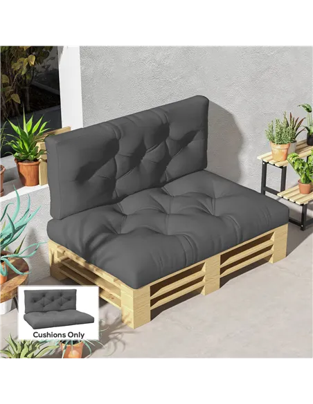Outsunny Seat and Back Padded Pallet Cushion Set - Dark Grey