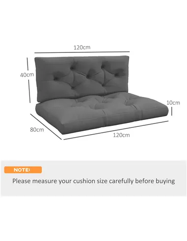 Outsunny Seat and Back Padded Pallet Cushion Set - Dark Grey