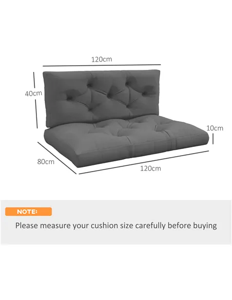 Outsunny Seat and Back Padded Pallet Cushion Set - Dark Grey