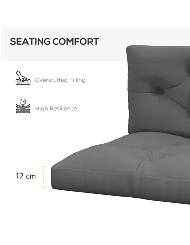 Outsunny Seat and Back Padded Pallet Cushion Set - Dark Grey