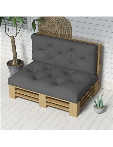 Outsunny Seat and Back Padded Pallet Cushion Set - Dark Grey