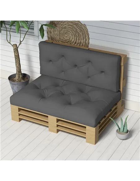Outsunny Seat and Back Padded Pallet Cushion Set - Dark Grey