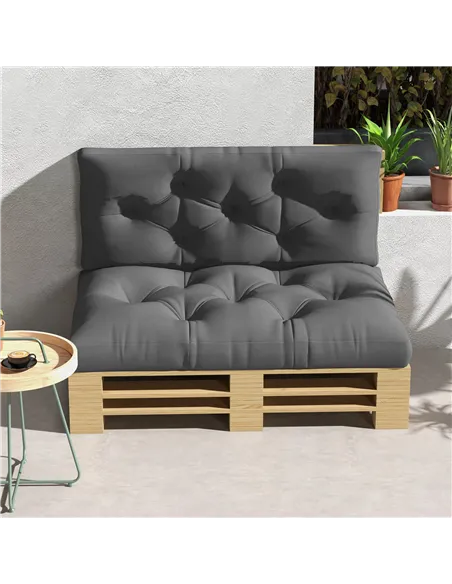 Outsunny Seat and Back Padded Pallet Cushion Set - Dark Grey