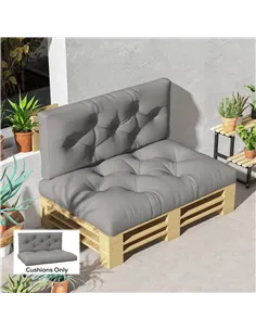 Outsunny Seat and Back Padded Pallet Cushion Set - Light Grey 2
