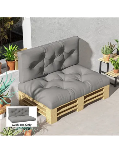 Outsunny Seat and Back Padded Pallet Cushion Set - Light Grey