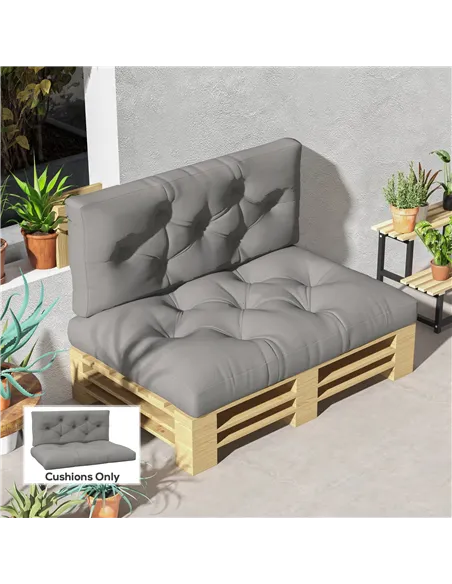 Outsunny Seat and Back Padded Pallet Cushion Set - Light Grey