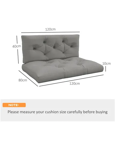 Outsunny Seat and Back Padded Pallet Cushion Set - Light Grey