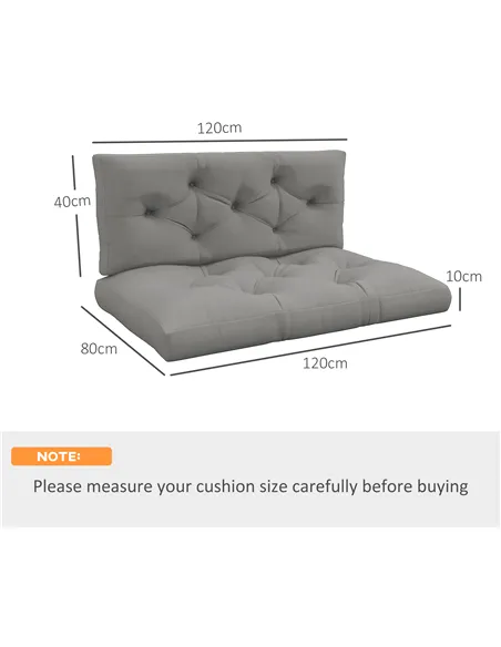 Outsunny Seat and Back Padded Pallet Cushion Set - Light Grey