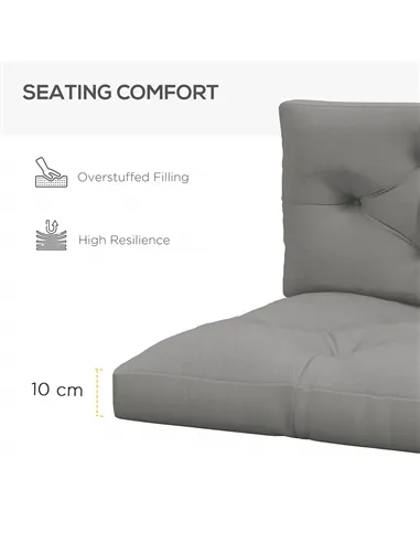 Outsunny Seat and Back Padded Pallet Cushion Set - Light Grey