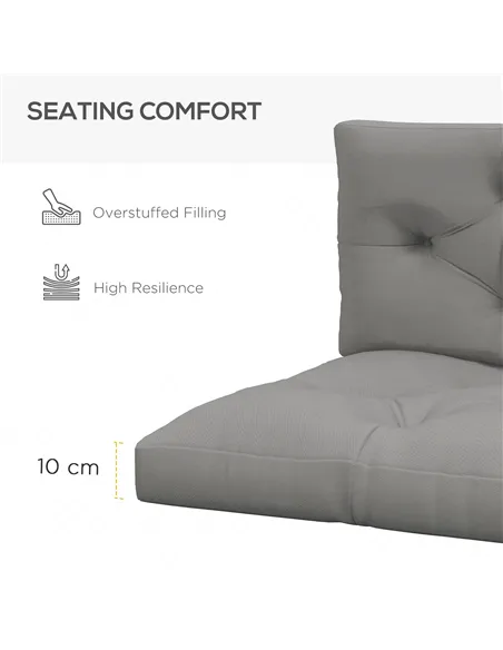 Outsunny Seat and Back Padded Pallet Cushion Set - Light Grey