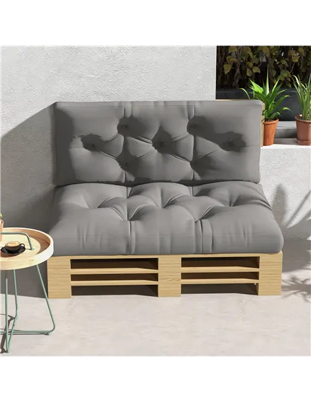 Outsunny Seat and Back Padded Pallet Cushion Set - Light Grey