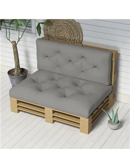 Outsunny Seat and Back Padded Pallet Cushion Set - Light Grey