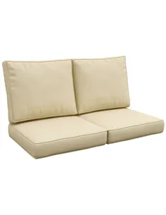Outsunny 2 Seater Back and Seat Cushion Pillows Replacement, Patio Chair Cushions Set for Indoor Outdoor, Beige