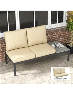 Outsunny 2 Seater Back and Seat Cushion Pillows Replacement, Patio Chair Cushions Set for Indoor Outdoor, Beige 2