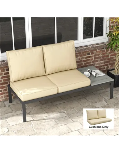 Outsunny 2 Seater Back and Seat Cushion Pillows Replacement, Patio Chair Cushions Set for Indoor Outdoor, Beige