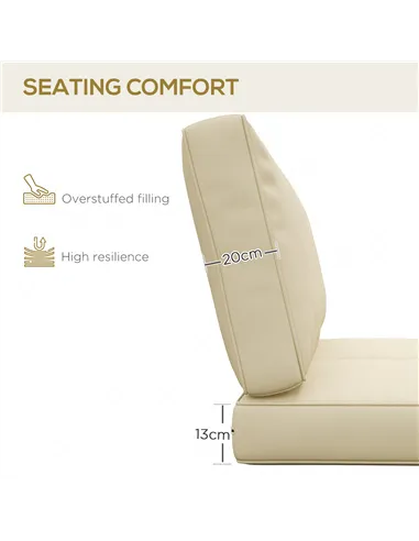 Outsunny 2 Seater Back and Seat Cushion Pillows Replacement, Patio Chair Cushions Set for Indoor Outdoor, Beige