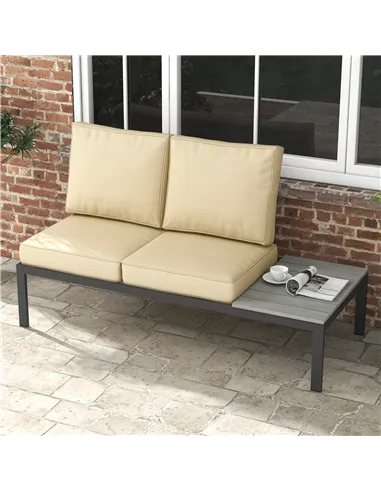 Outsunny 2 Seater Back and Seat Cushion Pillows Replacement, Patio Chair Cushions Set for Indoor Outdoor, Beige