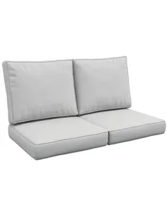 Outsunny 2 Seater Back and Seat Cushion Pillows Replacement, Patio Chair Cushions Set for Indoor Outdoor, Light Grey