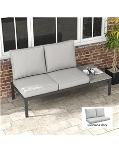 Outsunny 2 Seater Back and Seat Cushion Pillows Replacement, Patio Chair Cushions Set for Indoor Outdoor, Light Grey 2