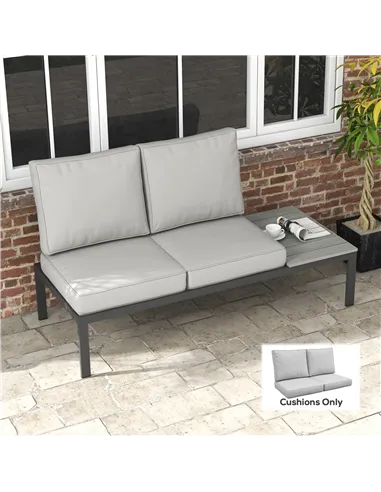 Outsunny 2 Seater Back and Seat Cushion Pillows Replacement, Patio Chair Cushions Set for Indoor Outdoor, Light Grey